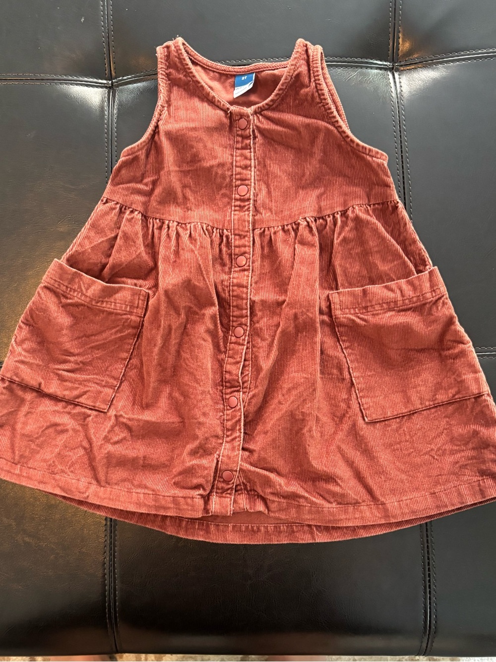 Old Navy Girls Rust Corduroy Snap-Front Dress